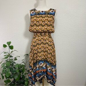 Maeve by Anthropologie Floral Boho Handkerchief Hem Dress